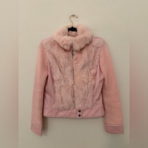 Vintage Y2K 5•7•9 Pink Genuine Fur Jacket Size M Bratz 90s Bubble Gum Pop